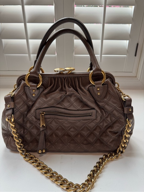 Marc Jacobs Handbags - Authentic Marc Jacobs Stam Bag Quilted Brown Leather Gold Chain Kiss Lock Italy